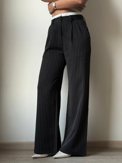 Striped Boxer Wide Leg Trousers