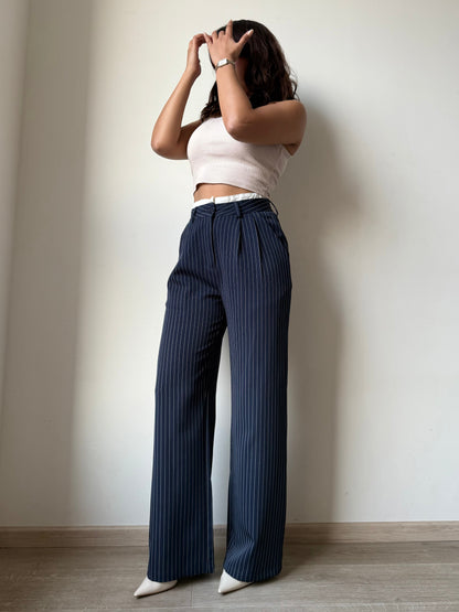 Striped Boxer Wide Leg Trousers