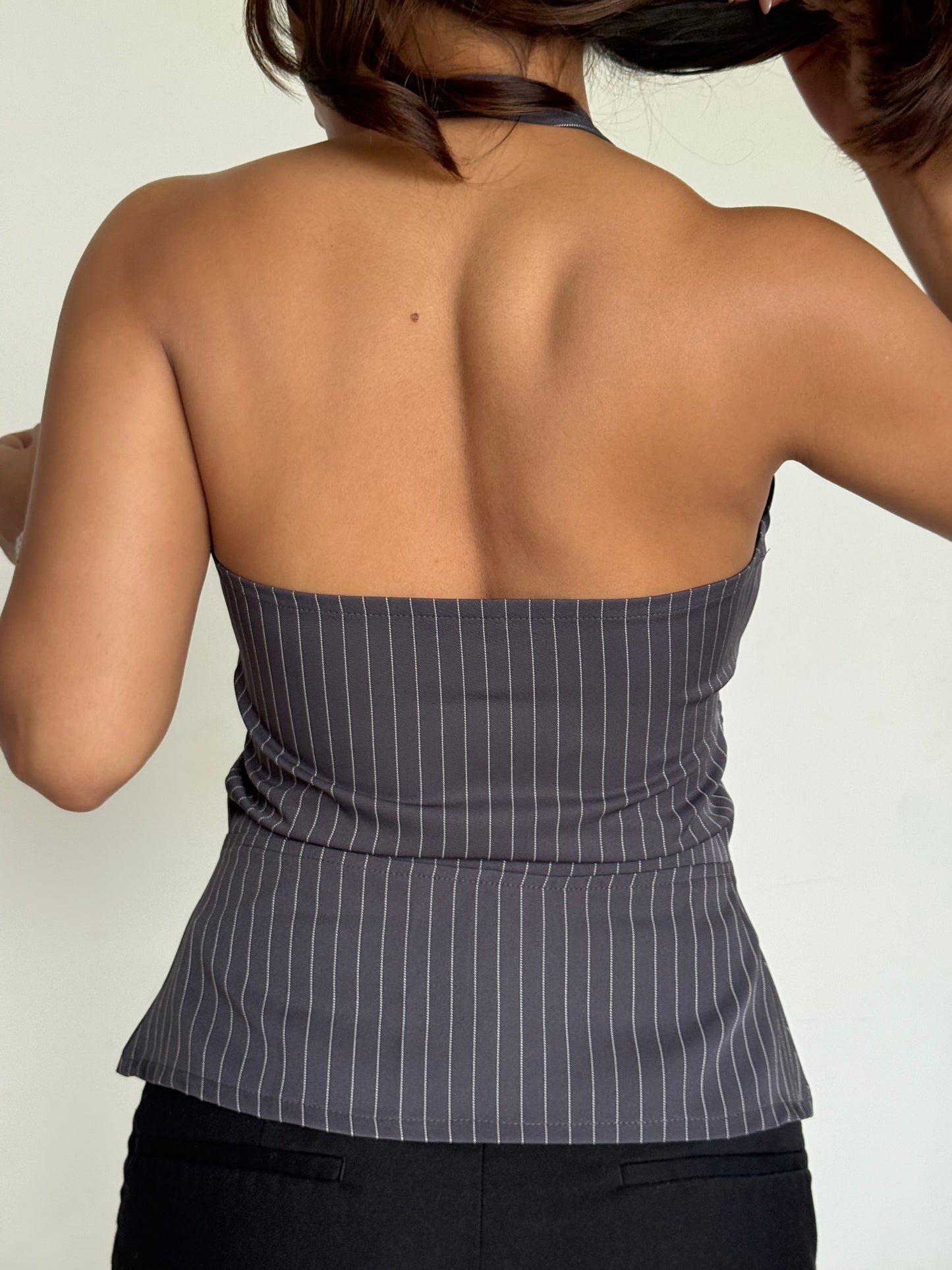 Stripe Structure Halter Top