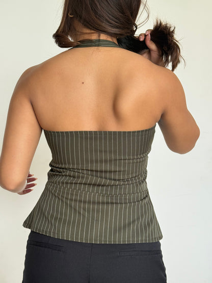 Stripe Structure Halter Top