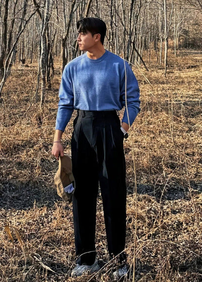 Vintage Linen High Waist Straight Fit Trousers