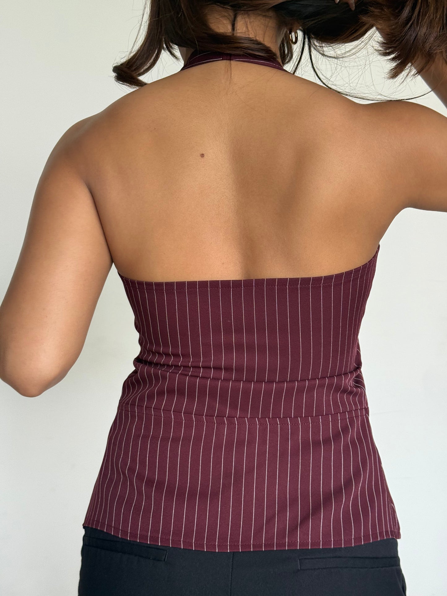 Stripe Structure Halter Top