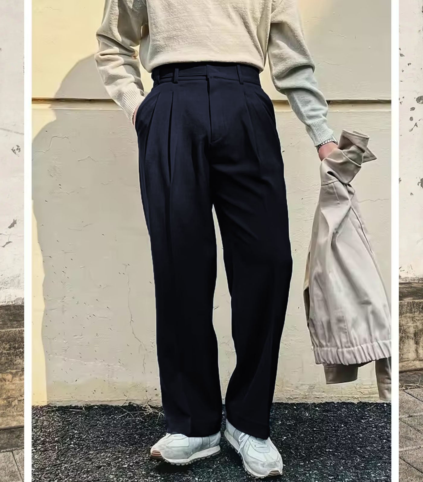Vintage Linen High Waist Straight Fit Trousers