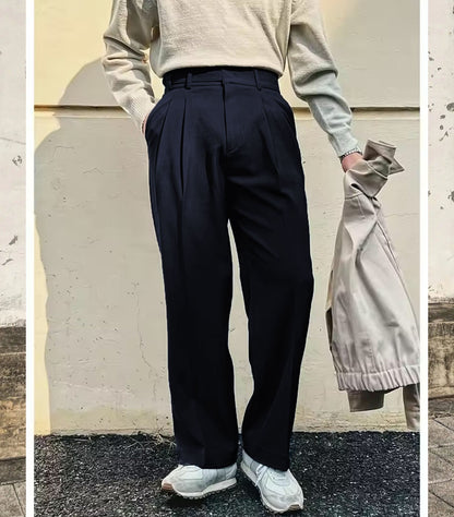 Vintage Linen High Waist Straight Fit Trousers