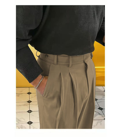 Vintage Linen High Waist Straight Fit Trousers