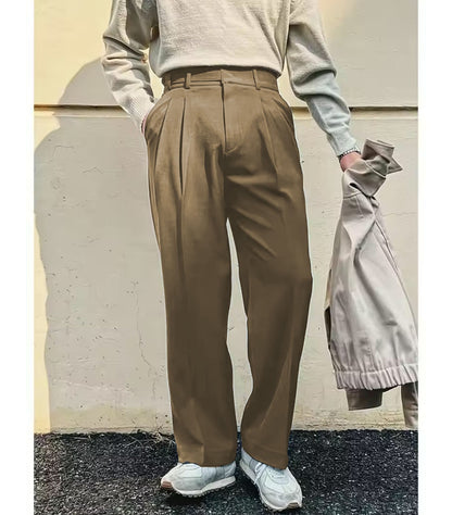 Vintage Linen High Waist Straight Fit Trousers