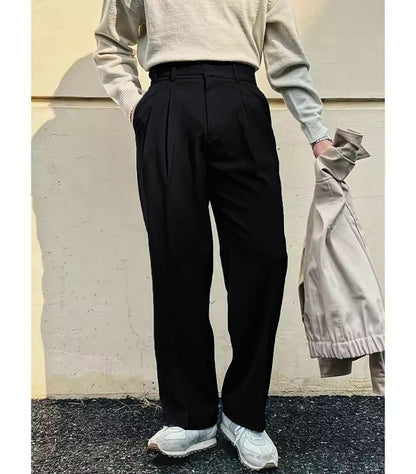 Vintage Linen High Waist Straight Fit Trousers