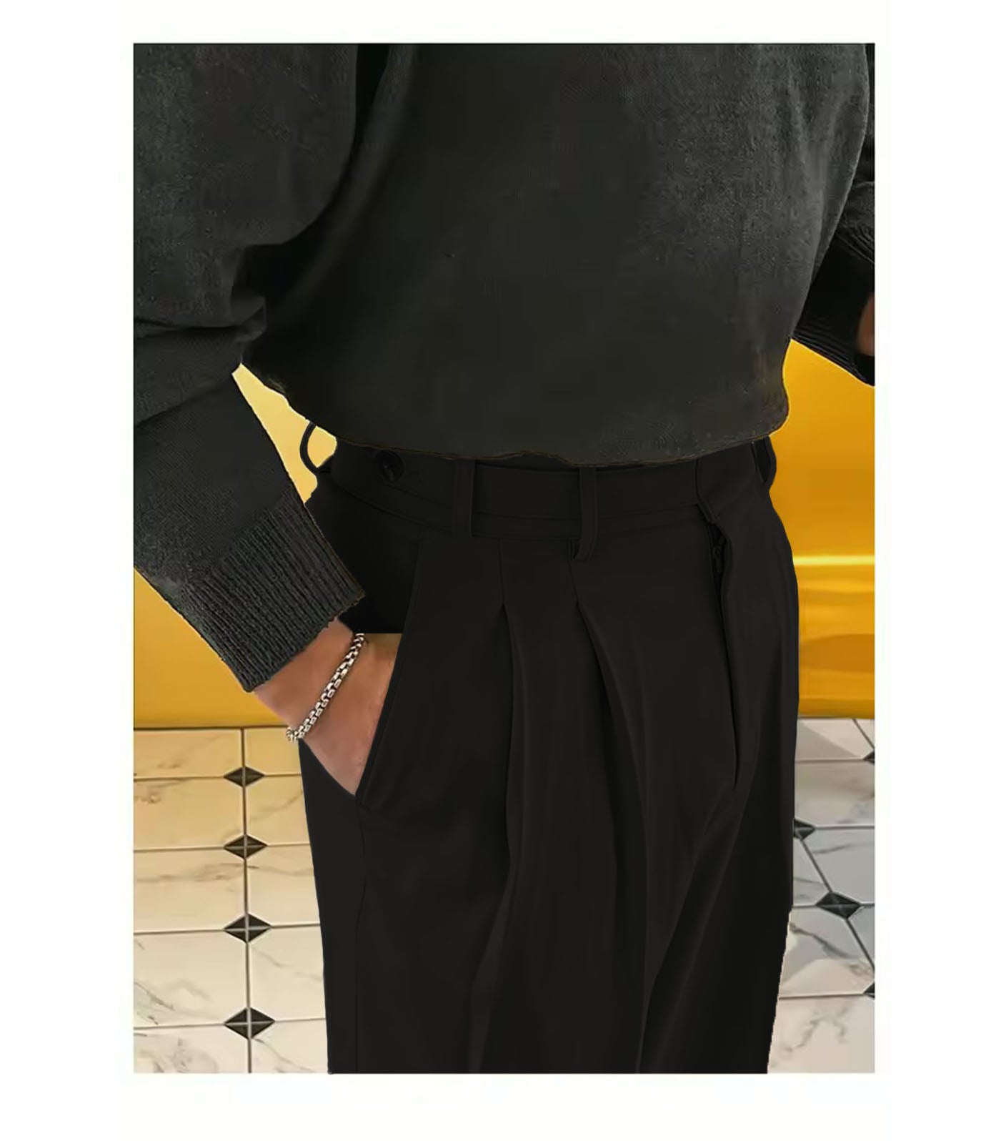 Vintage Linen High Waist Straight Fit Trousers