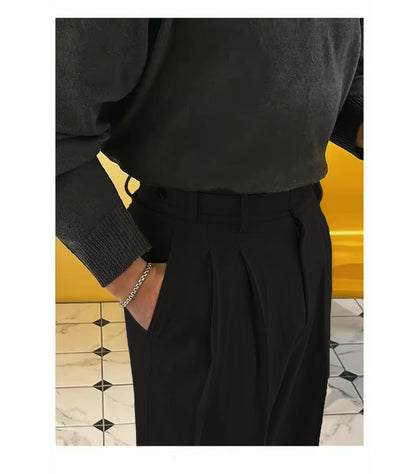 Vintage Linen High Waist Straight Fit Trousers