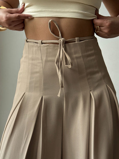 Cinched Drawstring Wide Leg Pants