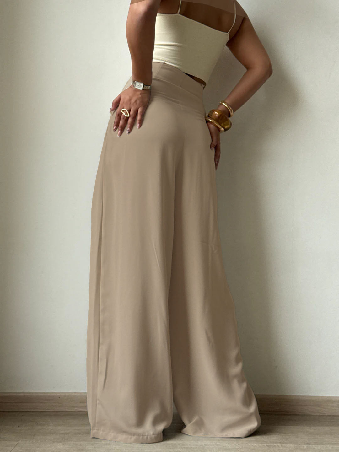 Cinched Drawstring Wide Leg Pants