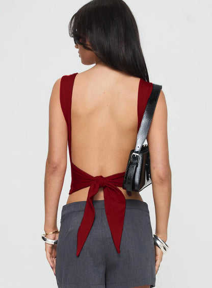 Babe Open Back Tie Top