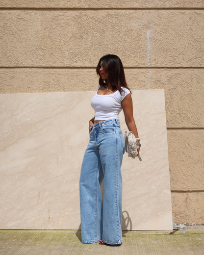 Malibu Blue Fade Wide Jeans