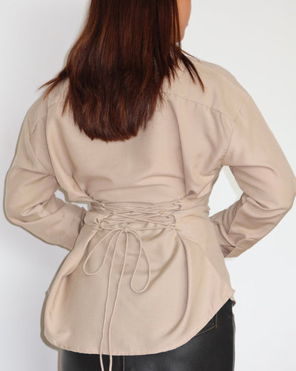 Tie Up Waist Statement Shirt