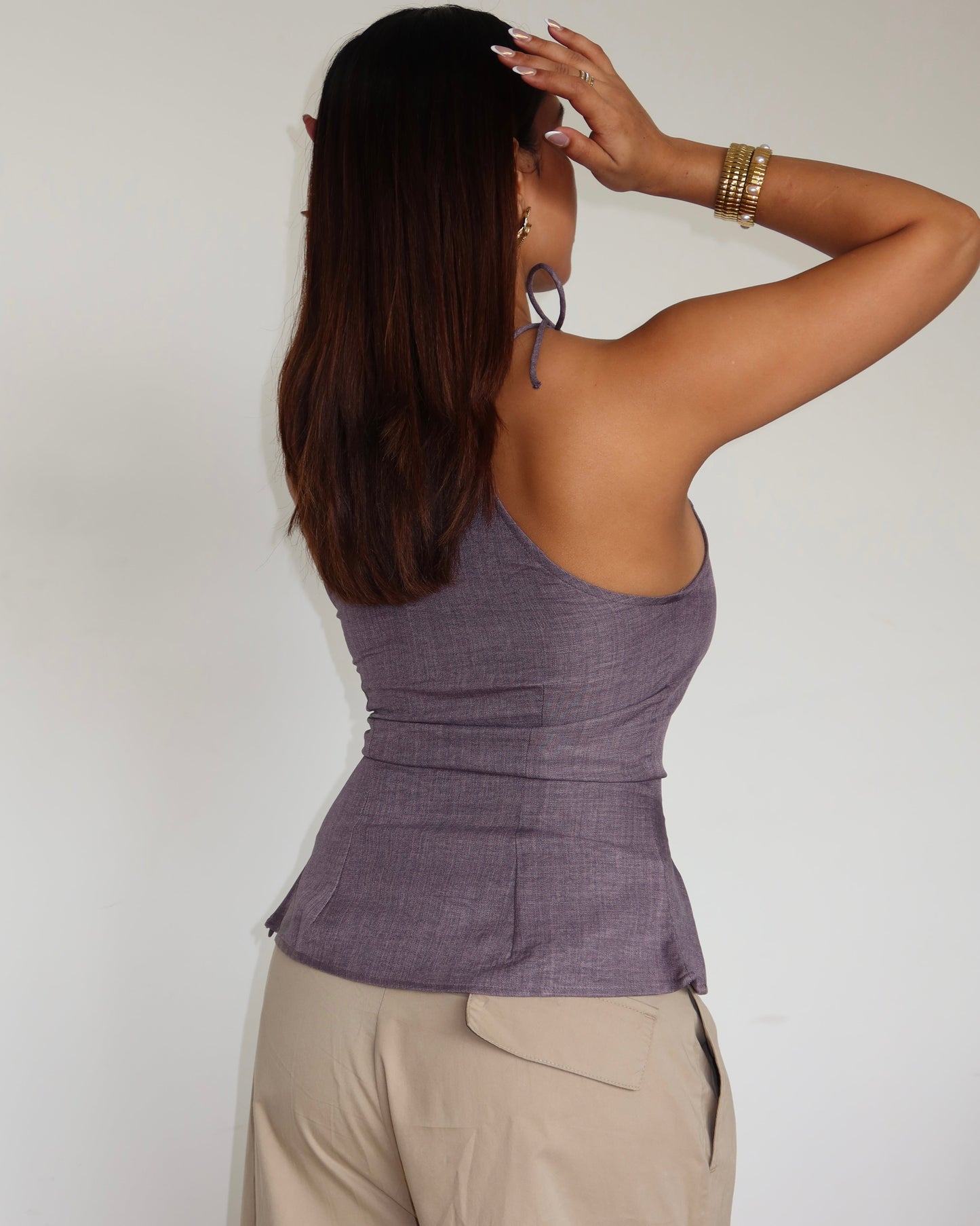 Flare Cut Tie Up Halter Top