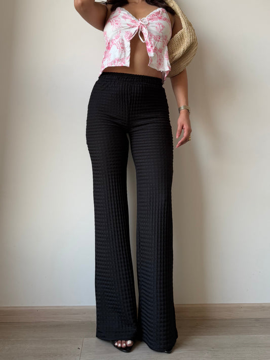 Chevron Edge Flare Leg Pants