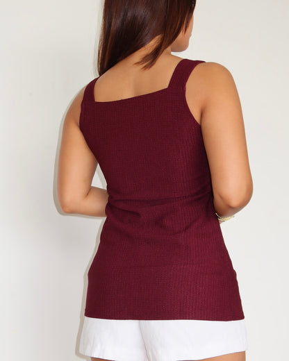 Camelia Button Details Vest Top
