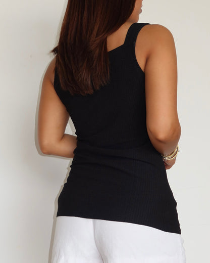 Camelia Button Details Vest Top