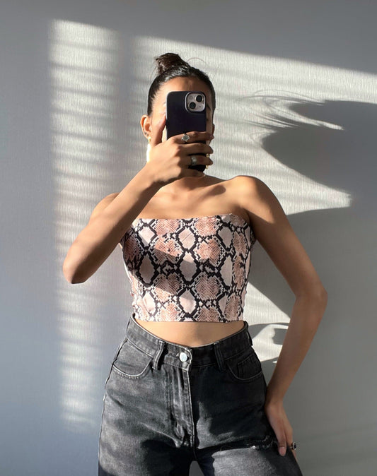 Sexy Snake print corset tube top