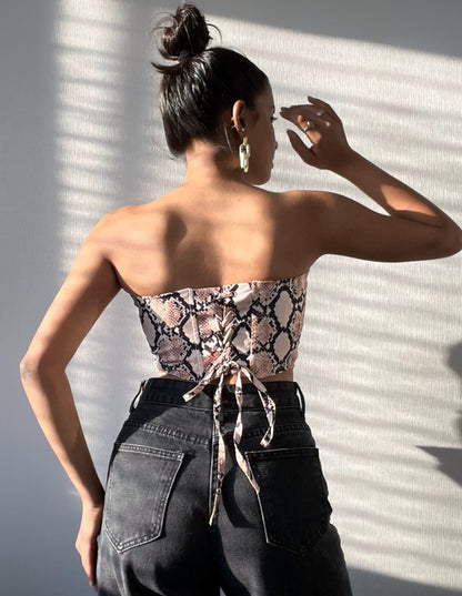 Sexy Snake print corset tube top
