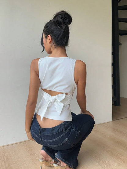 Peek and Tie Backless Top