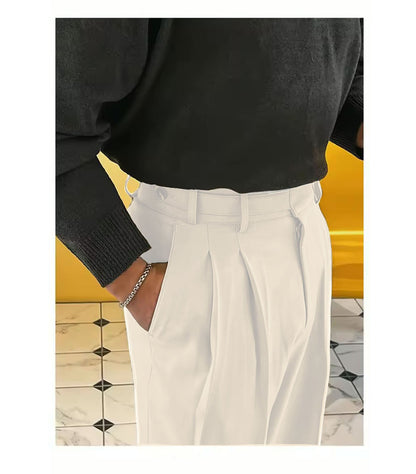 Vintage Linen High Waist Straight Fit Trousers