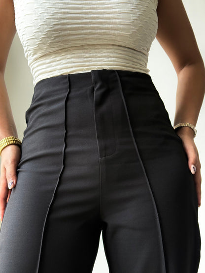 Polished Linen Flared Tailored Pants