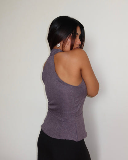 Tie-Up Halter Corset Details Top