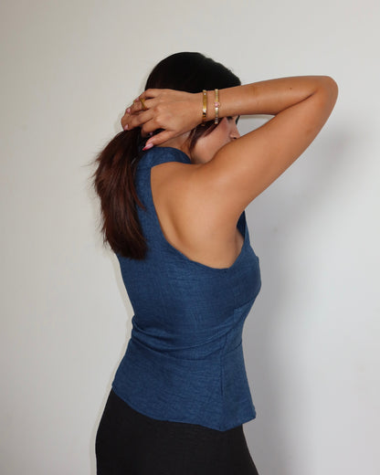 Tie-Up Halter Corset Details Top