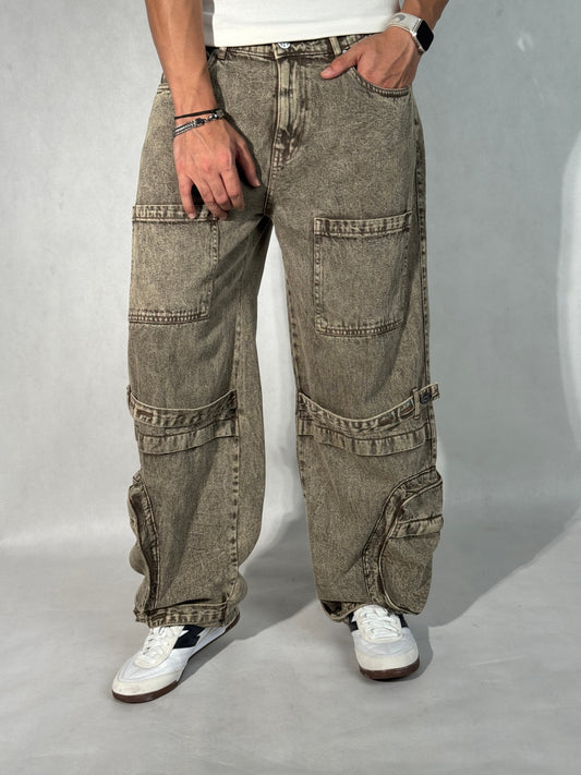Driftwood Brown Utility Balloon Jeans
