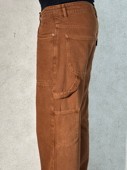 Mud Khaki Carpenter Loose Straight Jeans