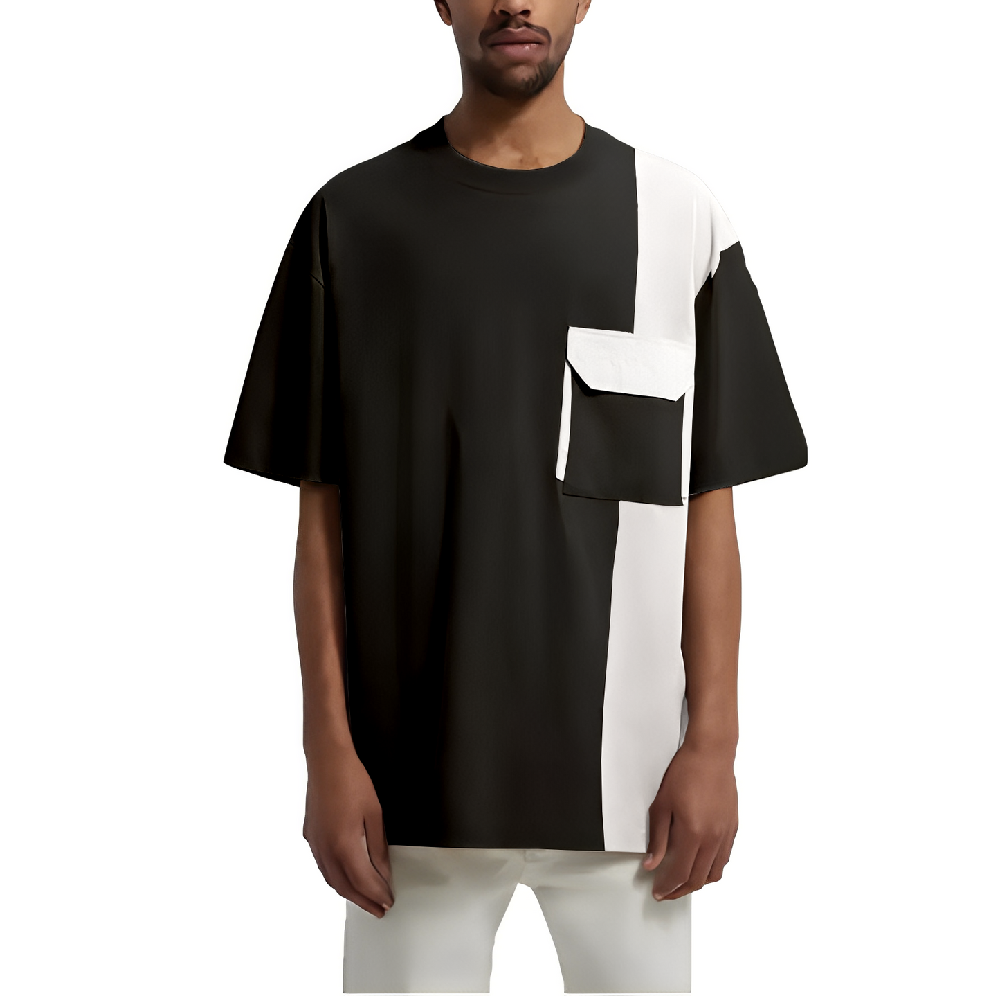 Color Block Front Pocket Short Sleeve T Shirt