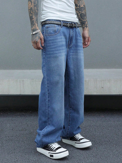 Retro Blue Wash Baggy Jeans