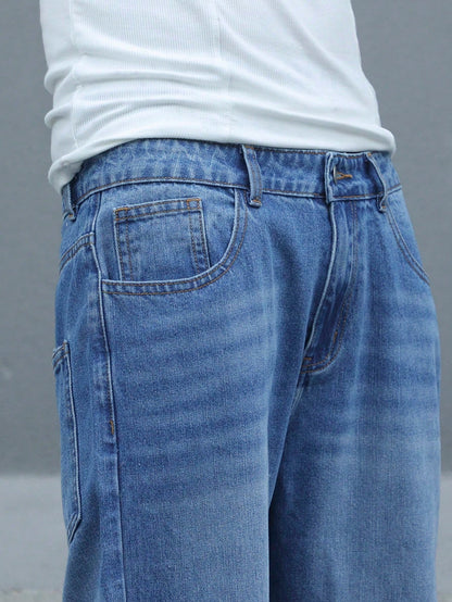 Retro Blue Wash Baggy Jeans