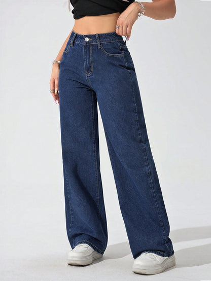 True Blue Wide Leg High Rise jeans
