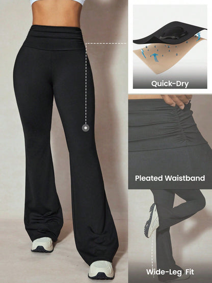 Pleated Yoga Flare Pants