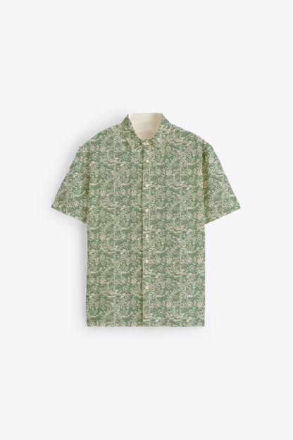 Earthy floral print short sleeve shirt