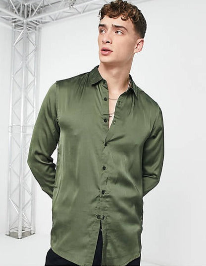 Party Button Up Satin Shirt