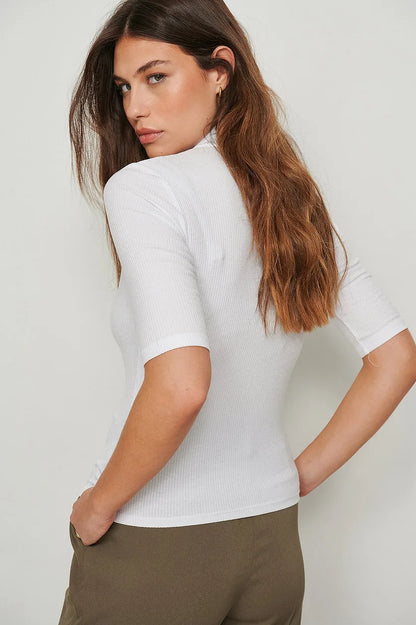 City Girl Mock Neck Half Sleeves Top