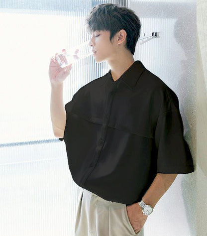 Men Half Sleeves Drop Shoulder Shirt