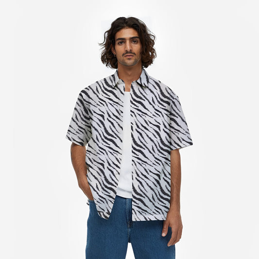zebra print short sleeve shirt